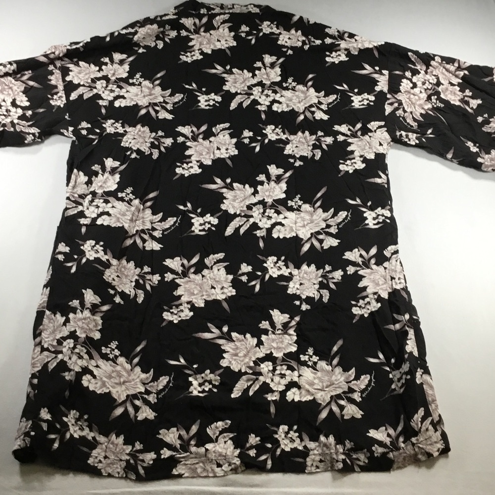 Spiritual Gangster Maya Black Floral Tie-Front Kimono Robe Swimsuit Cover Up OS - Picture 10 of 10